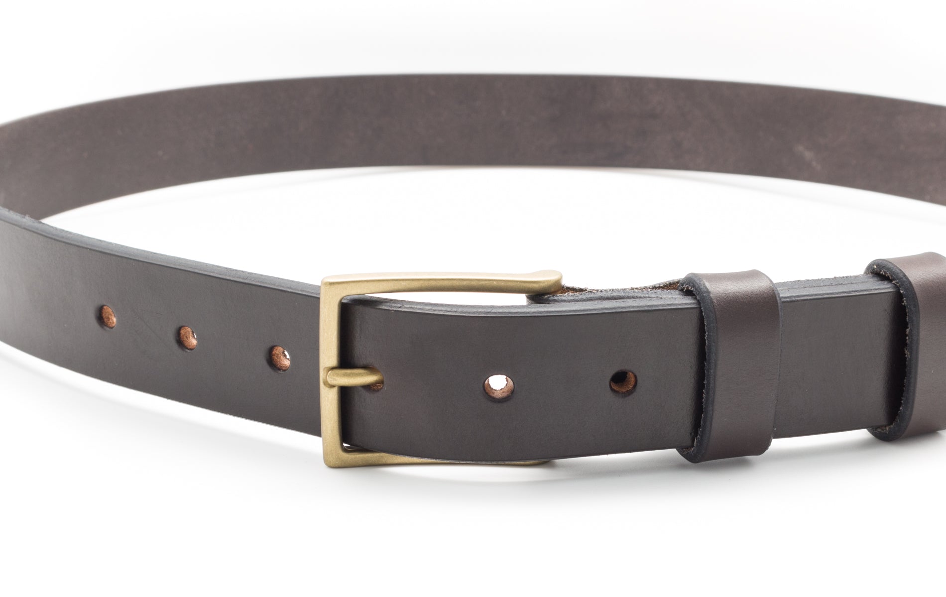 Handmade, oak bark leather heavy Garrison belt with solid brass buckle. —  ERNEST WALKER LTD.